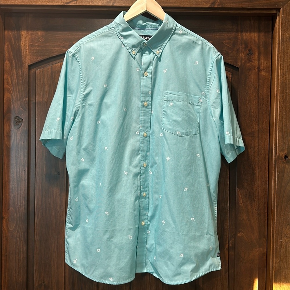 Men’s Chaps Light Blue Floral Polo button up XL